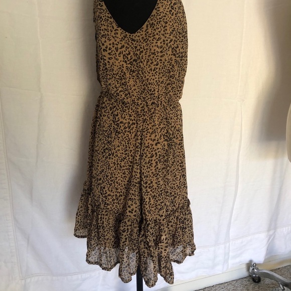 leopard print Halter dress BTFBM Sleeveless, ruffle edge hem, tie at neck Size L - Picture 5 of 10